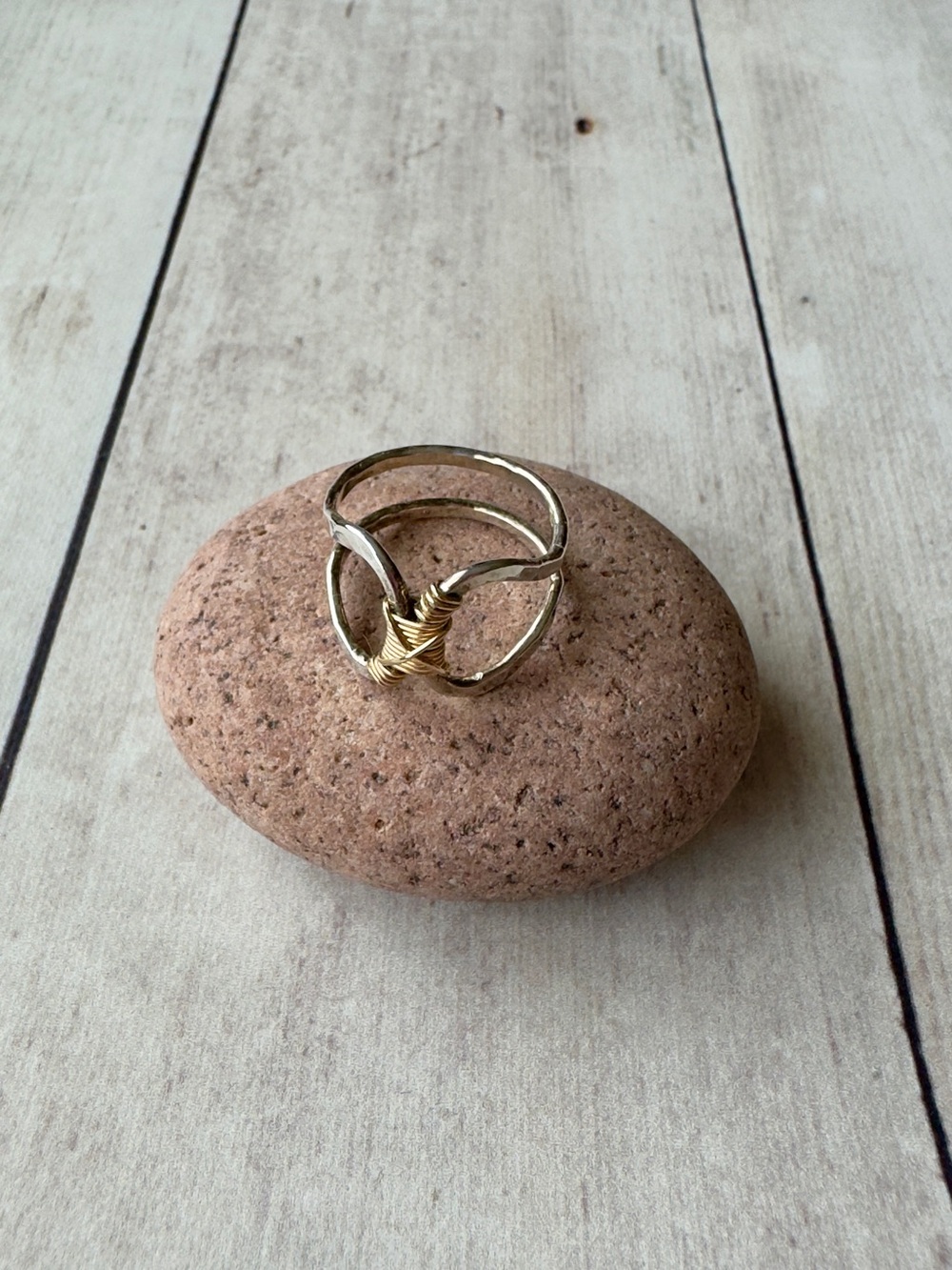 Two-Tone Twist Knot Ring — Gold & Silver